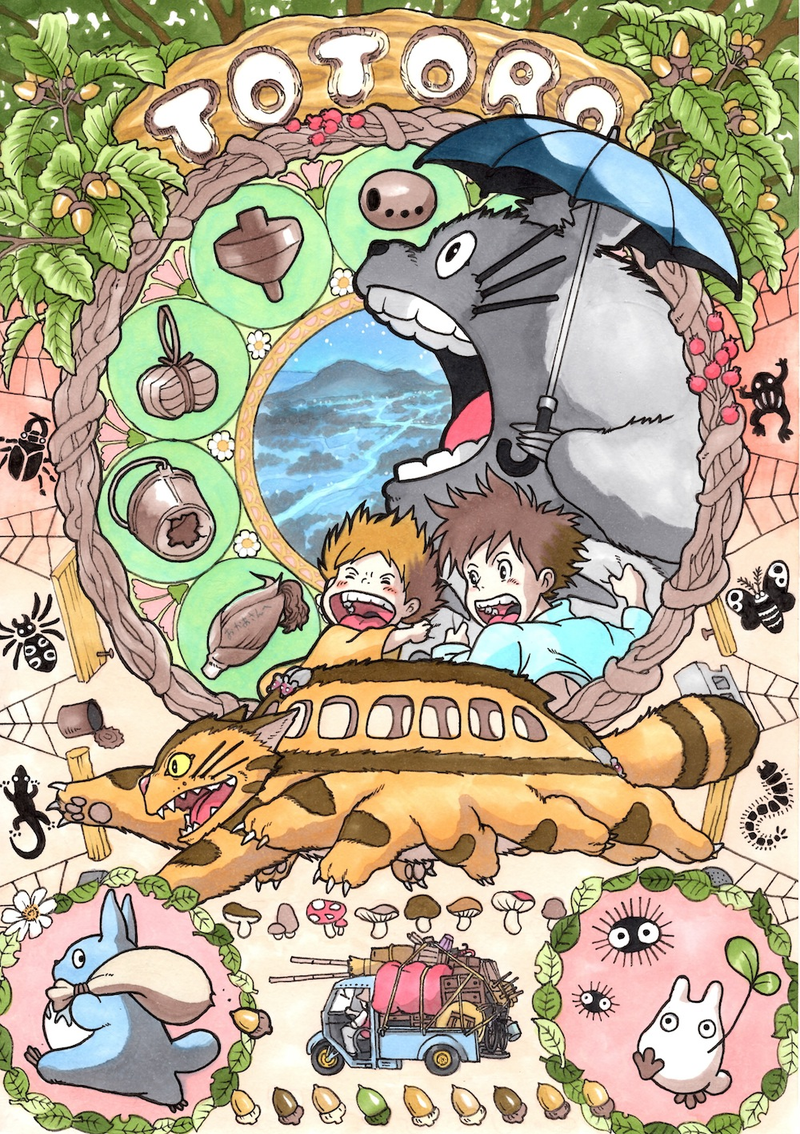 Illustration for article titled Gorgeous art nouveau-inspired portraits of Miyazaki's characters